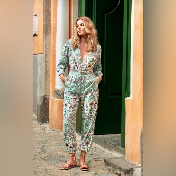 Melissa Odabash Long Sleeve Ayana Botanical Jogger Jumpsuit TB1